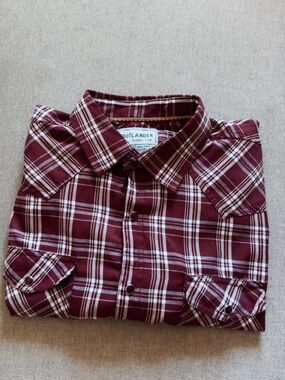 Outlander Men's Burgundy Plaid Button-Down Shirt
